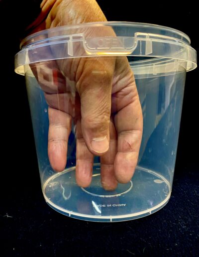 clear plastic buckets