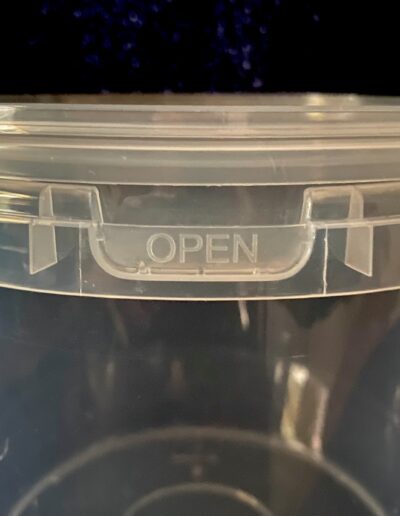 clear plastic buckets