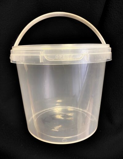 clear plastic buckets